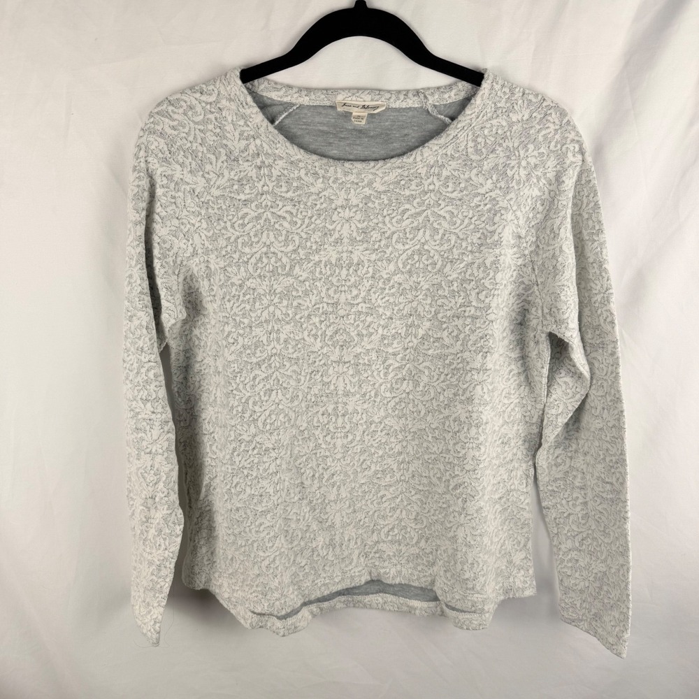 Jane & Delancey Lace Overlay Sweater Sweatshirt Medium Boho Minimalist Cottage